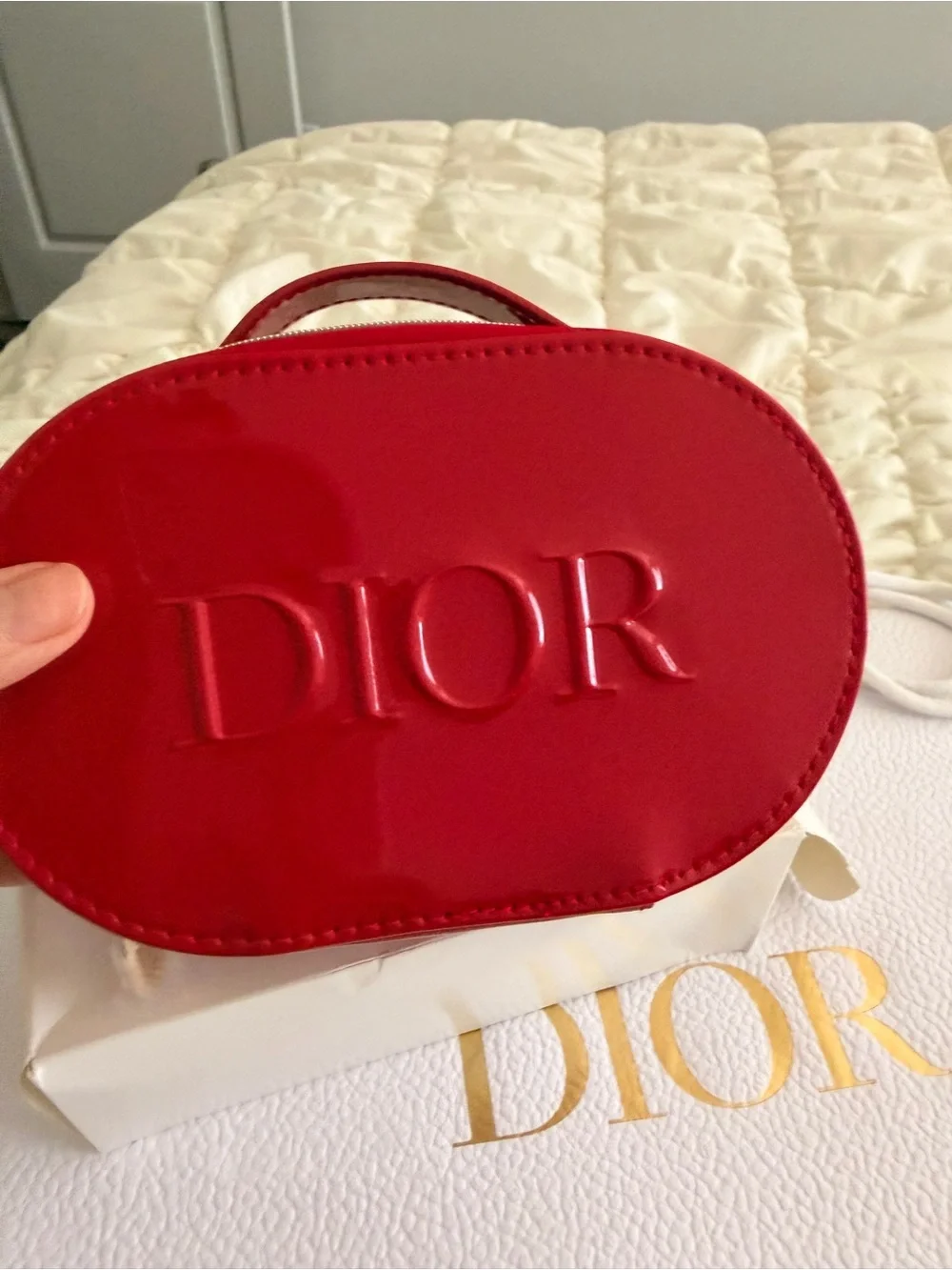 Dior Glossy Red Patent Mini Top-Handle Bag